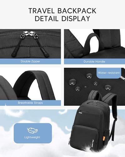 40x30x15 cm Personal Item Travel Bag,16x12x6 inch Small Carry On Backpack 20L, Flight Approved Underseat Travel Bag Cabin Size Lightweight Black