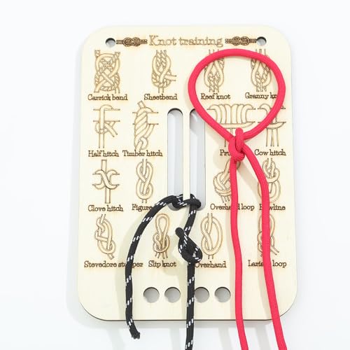 Learn Knot Training Board with Rope Learning Knot Tying Kit Learn to Tie Knots Kit, 16 Knotting Methods for Beginners, Knotting Tying Book for Outdoor Survival, Camping(2 Sets)