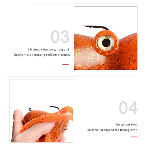 Artificial Octopus Swimbait, Skirt Tail Lure | 3.54/7.87/9.45in, jig head sinking trolling bait. Lingcod, bass, rockfish, saltwater. - color: Brown 9.45inch/8.47oz
