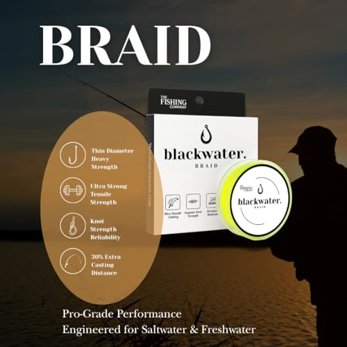 Blackwater Braid 8X Braided Fishing Line – Smooth, Strong UHMWPE Fiber – Abrasion Resistant, Zero Stretch – for Saltwater & Freshwater - color: High Vis Yellow, size: 30LB (150 Yards)