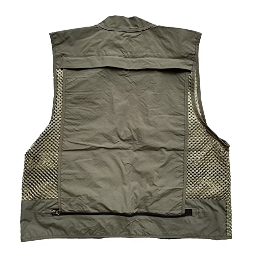 Men Mesh Breathable Multi-Pocket Vest Outdoor Travelers Fly Fishing Photography - color: Green, size: X-Small