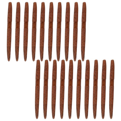 Soft Plastic Worms for Bass Fishing 20pcs FS/RE-09 | Salted ,Soft Plastic ,Fishing Lures ,with Hook Slot ,5.31in ,Saltwater Freshwater ,Bass Baits - color: Color B