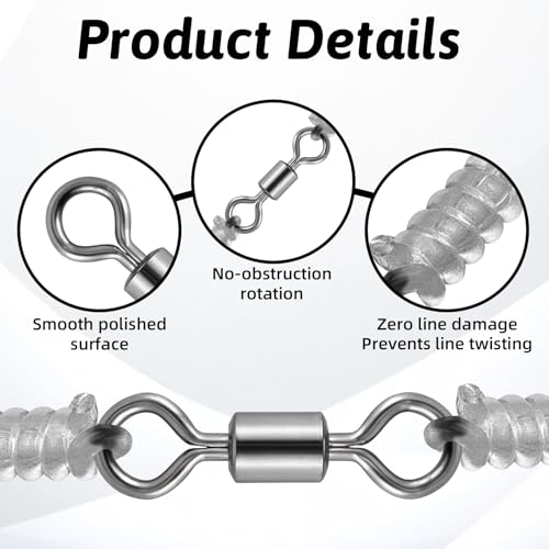 InnoHHustle 100 PCS Micro Swivels for Fly Fishing, Stainless Steel Swivels Fishing Tackle Small Rolling Barrel Swivel High Strength Hook Line Connector Fly Fish Tackle Swivel with Black Coating