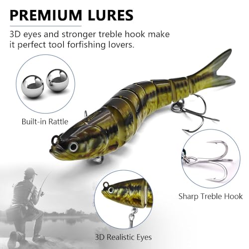 Fishing Lures for Freshwater and Saltwater，Lifelike Swimbait Lures for Bass Trout Pike，Amazing Fishing Gifts for Fishman - size: A2-5.2''0.052lb