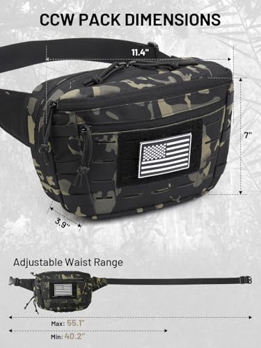 Tactical Sling Bag, Fanny Pack,2in1,CCW & EDC Shoulder Bag with MOLLE & Pistol Holster - 1000D Adjustable Strap for Outdoor Carry Men & Women - color: Camouflage