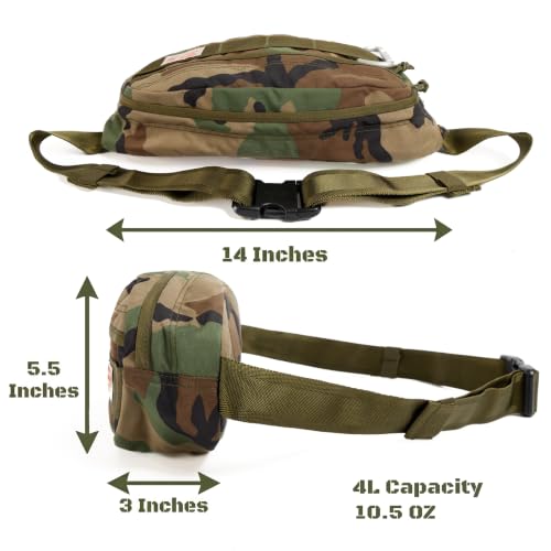 Rough Enough Tactical Fanny Pack for Men Crossbody Waist Bag for Hunting Fishing Hiking Travel Army Green Camo Cordura