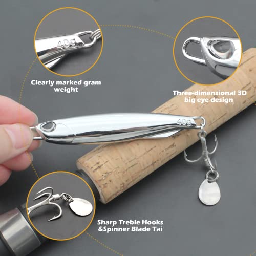 Fishing Jigs Metal Fishing Spoons Lures, Blade Bait Spinner Long Casting Jigging Spoon Lure Vertical Hard VIB Swimbait for Walleye Bass Trout Freshwater & Saltwater - color: A-5pcs 0.35/0.53/0.7/1.06/1.4oz