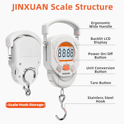 Fishing Scale Luggage Scale 132lb/60kg Digital Fish Scale, Fish Weight Scale with Backlit LCD Display, Luggage Weight Scale with 4 Units, 2 AAA Batteries, Hanging Scale for Fishermen Travelers - style: Battery Powered