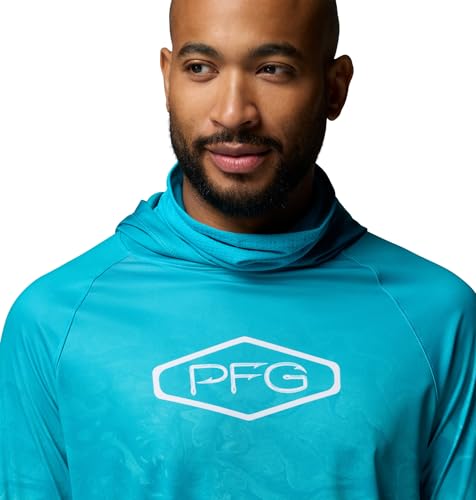 Columbia Men's Pfg Super Terminal Tackle Vent Hoodie - color: Ocean Teal Aerials Fade, size: X-Small