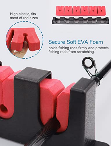Horizontal Fishing Rod Rack Holders Wall-mounted Fish Pole Holder for Garage & Boat 6-Rod Storage Racks -1 Pair Rod Holder Rod Holder (2 Pair Horizontal Red) - color: 2 Pair Horizontal Red
