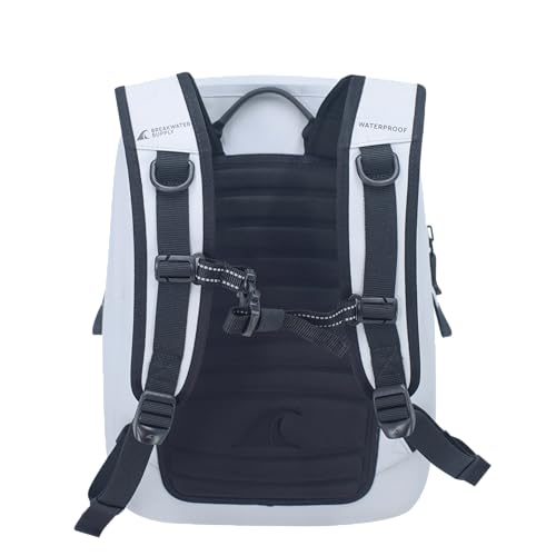 Breakwater Supply™ Fogland Lite Small Waterproof IP68 Submersible Backpack | Laptop Sleeve & Airtight Zippers for Outdoors, Surfing, Kayaking, Hiking, Cycling, Unisex TPU Dry Bag (Fog White, 15L) - color: Fog White, size: 15L