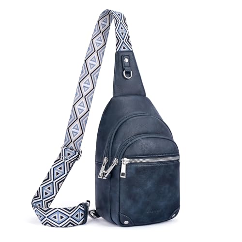 Anti Theft Crossbody Bags for Women Travel Chest Sling Bag Leather RFID Purse Fanny Pack Blue - color: Blue