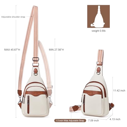 cakang Womens Sling Bag Crossbody Bags for Women Vegan Leather Sling Backpack Daypack Fanny Pack Crossbody Purse Travel - color: 3-white Brown