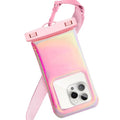 Floatable Waterproof Phone Pouch Case for iPhone 17 16 Pro Max/15/14/13/12, IP68 Travel Cellphone Dry Bag, Beach Cruise Ship Essentials Bags with Crossbody Lanyard,Iridescent Pink(1 Pc) - color: A5-Pink Iridescent