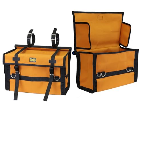 TrailMax Iron-Cloth Pack Pannier Bags, for Horse and Mule Packing, Heavy Duty Nylon Mesh, Washable, Incredibly Durable, Versatile, Orange and Black, Sold in Pair