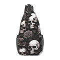 Skulls And Roses Outdoor Crossbody Shoulder Bag For Unisex Young Adult Hiking Bicycling - color: Blue
