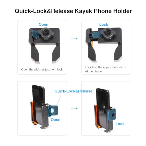 xik Kayak Phone Holder Mount with T-Bolt Ball, Boat Track Cell Phone Mount, [1s Lock & Release][360° Adjustable], Fits 4.7"-7.2" Smartphones - style: Long (5.91" arm)