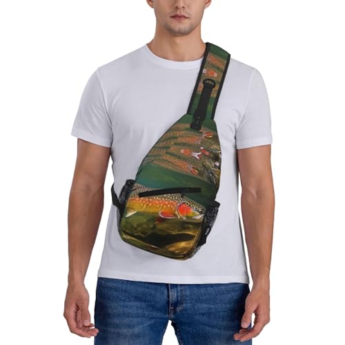 Brook Trout Fly Fishing Sling Bag For Women Men Travel Hiking Backpack Crossbody Shoulder Chest Bags Casual Daypack