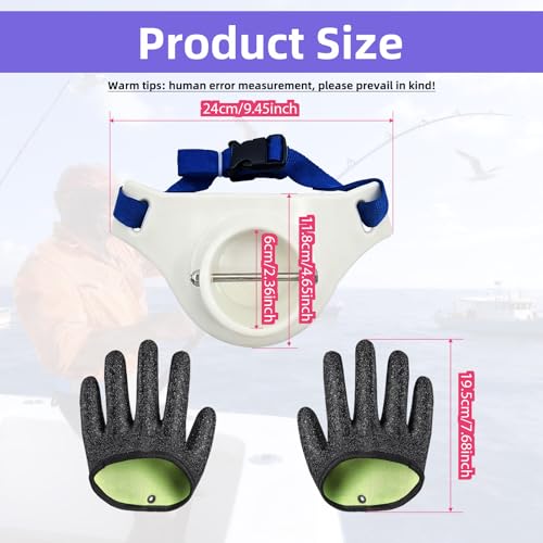 Fishing Rod Holder Belt with EVA Padded Includes Gloves Heavy Duty Plastic Material Waist Belt for Saltwater and Freshwater Fishing