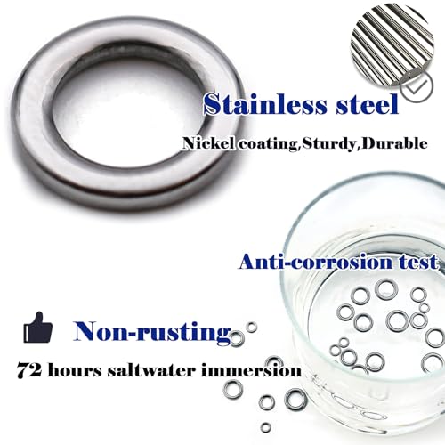 FishTrip Solid Rings Fishing 50Pcs - Stainless Steel Ring for Assist Hooks Jigs Butterfly Rigs Saltwater Freshwater - size: Size 2_50pcs