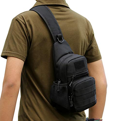 Hebetag Leather Sling Bag Crossbody Backpack for Men Women Travel Outdoor Camping - color: #31black(nylon)