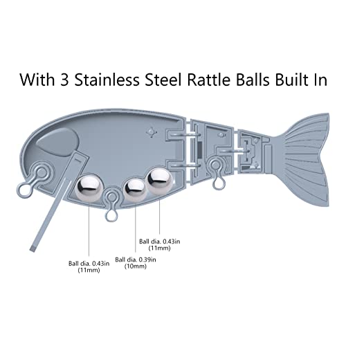 BASSROCK Topwater Fishing Lures for Bass Pike Salmon Floating Swimbait Jointed Crankbait Freshwater Saltwater 4.9in/1.76oz RK1001 - color: Rainbow Trout II, size: 4.9in/1.76oz