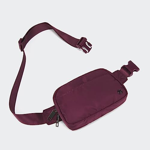 Pander Everywhere Belt Bag for Women, 5 Zipper Pockets Nylon Crossbody Fanny Pack Purse (Red Merlot) - color: Red Merlot