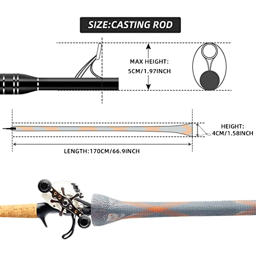 SF Fishing Rod Sock Fishing Rod Sleeve Rod Cover Braided Mesh Rod Protector Pole Gloves Fishing Tools for Spinning Fishing Rod,Casting Rod,Musky Rod, Ice Rod, Fly Rod, Spey Rod - color: Gray-orange-2pcs, size: Fit Spinning Rod 6-1/2 FT to 7-1/2 FT