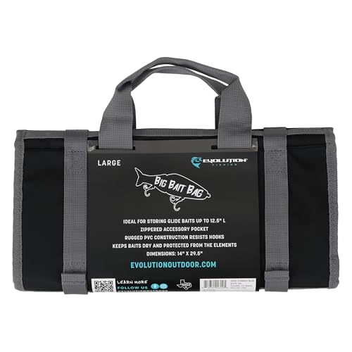 Evolution Fishing Big Bait Bag - 14 in., Roll-Up Lure Bag, Durable, Portable Storage for Large Baits & Gear
