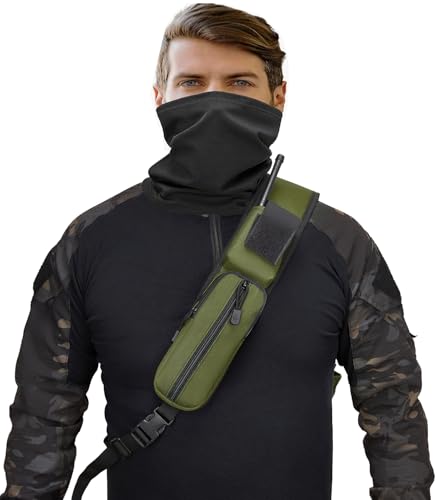 Tactical Sling Crossbody Bag Holster Shoulder Backpack 15L Water Bottle Holder Radio Pouch 6 Elastic Slots for Men Women Hiking Hunting Shooting - color: Od Green
