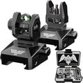 Visiofire Fiber Optic Iron Sights for Picatinny Rail | Flip Up Front and Rear Backup Sights with Red Green Dots | Tool-Free Ajustable Rear Flip Up Sights | Pop Up Fiber Optic Sights Rapid Transition
