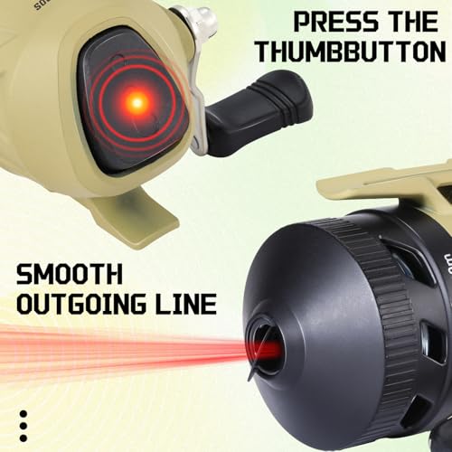 Sougayilang Spincast Fishing Reel,High Speed 3.9:1 Gear Ratio,Trouble-Free Push-Button Bait Casting Design and Reversible Handle for Left/Right Retrieve,Pre-Spooled with Monofilament Line - color: Yellow Spincast Reel