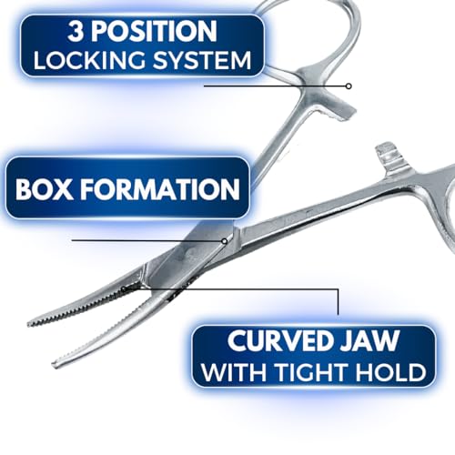 ADROIT (2 Pack) 3.5" Curved Tip Stainless Steel Hemostat | Great for Sewing, Crafting, Jewelry Making and Other Uses! - size: 3.5", style: Curved