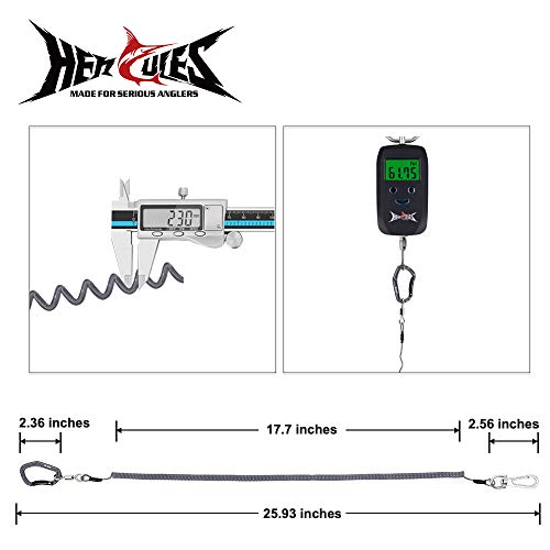 HERCULES M4 Fishing Lanyard, Fishing Pole Tether, Kayak Paddle Leash, Heavy Duty Retractable Coiled Lanyard for Fishing, Rods, Pliers, Boating, Paddles, Kayak - color: Paddle Leash (17.7" Plus)