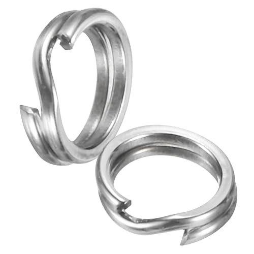 Split Rings Fishing [] - Stainless Steel Flattened Terminal Tackle Connector Lure Snap Split Ring Use for Freshwater Saltwater Loop -Tackle Hook Line Connector - size: 2# 14kg