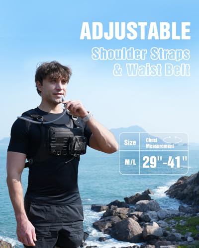 Zelvot Running Vest with 2L Water Bladder, Hydration Backpack, U.S. Design Patent, Lightweight Hydration Pack with Gear Holder, Reflective Chest Pack for Men Women - color: Gray, size: Medium-Large