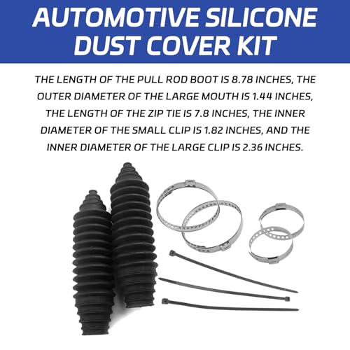 Steering Rack and Pinion Boot Kit, Universal Silicone Bellow Steering Rack Guide Kit with 6 Cable Ties & 4 Clamps, Auto Inner Tie Rod Boot 103-3070 Bellow Car Boots Accessories(Black） - color: Black