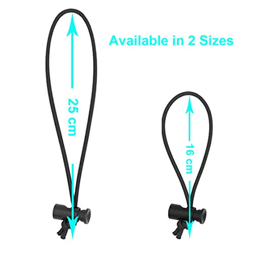 Foto&Tech Multipurpose Extra Thick Elastic Cable Tie and Organizer, Adjustable Cable Strap Toggle Tie, Reusable Tangle Tamer, Cable Management for Cord and Cable (5x 16CM+5x 25CM, Black) - color: Black, size: 5 x 16 CM + 5 x 25 CM