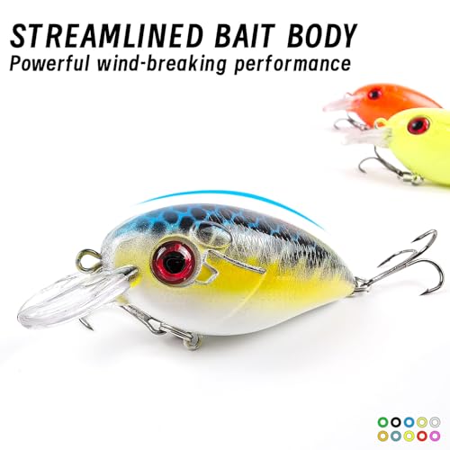 Fishing Lures Large Hard Bait Minnow VIB Lure with Treble Hook Life-Like Swimbait Fishing Bait Popper Crankbait Vibe Sinking Lure for Bass Trout Walleye Redfish - color: 10pcs 6.3cm/ 8g