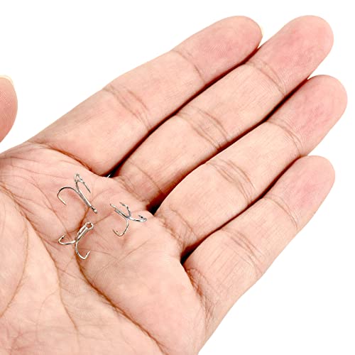 PATIKIL Treble Fish Hooks, Carbon Steel Sharp Round Bend Hook Triple Barbed Hook for Freshwater Saltwater - color: White, size: 11mm/0.43"