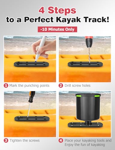 Mellbree Kayak Track, 7Inch Kayak Rail Mount Kayak Low Profile Track for Fishing Rod Holder, Fish Finder, Cup Holder, Anchor Cleats 4Pack - size: 7 inch - 4pcs