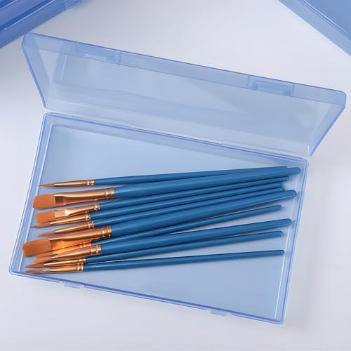 LJY 6 Pieces Rectangular Empty Mini Clear Plastic Organizer Storage Box Containers with Hinged Lids (7.1 x 4.3 x 1.2 inch, Blue) - color: Blue, size: 7.1 x 4.3 x 1.2 inch