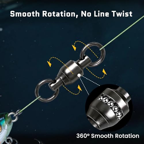 FishTrip 30/50 Pack Ball Bearing Fishing Swivels, High Strength Stainless Steel Swivels Fishing Tackle Solid Welded Rings Barrel Swivels Fishing Connectors for Saltwater Freshwater Size 0#-10# - size: 10#_397LB_30PCS