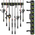 Fishing Rod Holders, Wall Mounted Fishing Rod Rack, Fishing Pole Holder Holds Up to 8 Rods or Combos, Fishing Rod Holders for Garage with 4 Hooks, Fits Most Rods of Diameter 3-24mm - style: Green-1Pack