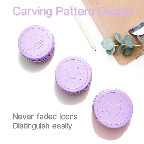 Extra Small Single Pill Box for Purse (3 Pack), Aluminum Screw Top Pill Container, 3 Times a Day Portable Waterproof Single Pill Case for Vitamins, Fish Oils, Supplements (Light Purple) - color: Light Purple
