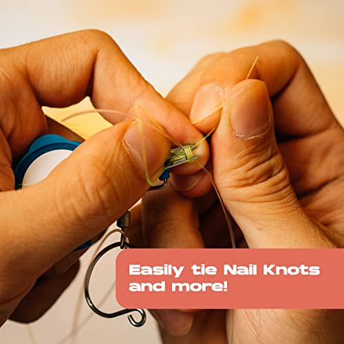 HOOK-EZE Fishing Knot Tying Tool | Protect from Fish Hooks | Tie Fishing Knots Easily | Cool Gadgets for Fishermen | Ice Fly Fishing | Fishing Accessories for Beginner Anglers | Nail Knot Tool - color: Blue, style: Nail Knot