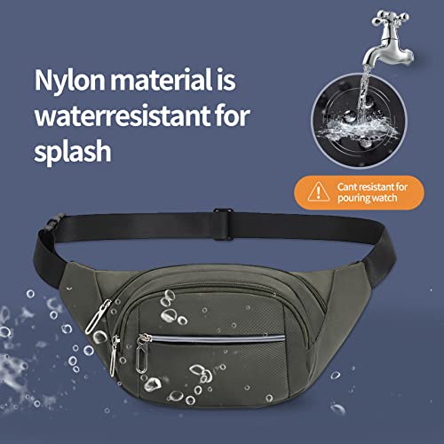 Crossbody Fanny Pack for Men&Women,Large Waist Bag & Hip Bum Bag with Adjustable Strap for Outdoors Workout Traveling Casual Running Hiking Cycling - color: Reflective Pea Green