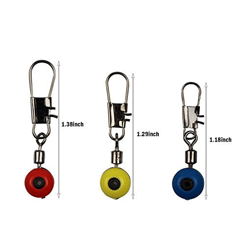 Fishing Line Sinker Slides Fishing Float Connector Rolling Swivels with Interlock Snaps Red/Yellow/Blue - size: 180pcs/box