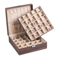 Frebeauty Earring Organizer Classic Jewelry Box 50 Slots Double Layer Jewelry Storage Case with 6 Necklace Hook and Bracelet Pocket(Tree Brown) - color: Tree Brown