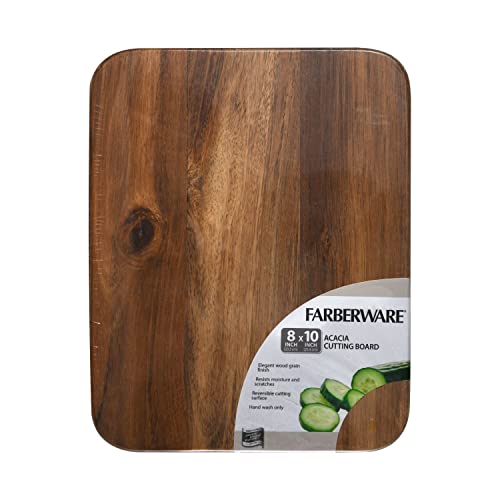 Farberware Acacia Wood Cutting Board, 8" x 10" - Reversible Charcuterie Board for Kitchen Prep, Chopping Meats & Veggies, Gentle on Knives, Kitchen Starter & Gift Essential